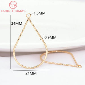 10PCS 24K Brass Rhombus Water Droplet Pendants High Jewelry Findings