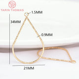10PCS 24K Brass Rhombus Water Droplet Pendants High Jewelry Findings