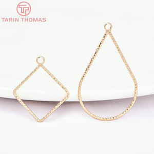 10PCS 24K Brass Rhombus Water Droplet Pendants High Jewelry Findings