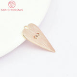 6PCS 11x21MM 24K Brass Zircon Heart Shape Eye Pendants DIY Jewelry Findings