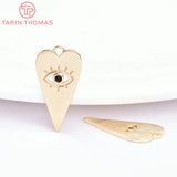 6PCS 11x21MM 24K Brass Zircon Heart Shape Eye Pendants DIY Jewelry Findings