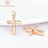 6PCS 12x19.5MM 24K Brass Cross Pendants for DIY Jewelry Making
