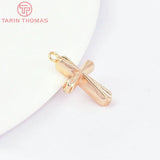 6PCS 12x19.5MM 24K Brass Cross Pendants for DIY Jewelry Making