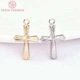 6PCS 12x19.5MM 24K Brass Cross Pendants for DIY Jewelry Making