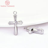 6PCS 12x19.5MM 24K Brass Cross Pendants for DIY Jewelry Making