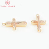 6PCS 12x19.5MM 24K Brass Cross Pendants for DIY Jewelry Making