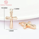 6PCS 12x19.5MM 24K Brass Cross Pendants for DIY Jewelry Making