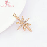 4PCS 18x23MM 24K Brass Zircon Star Charms Pendants DIY Jewelry Findings