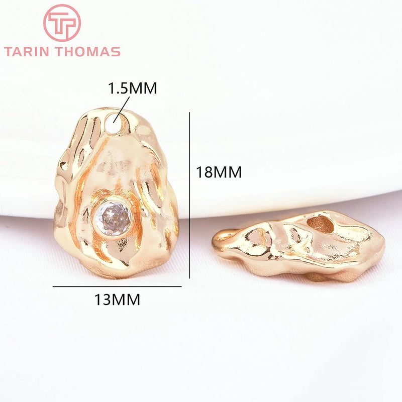 4PCS 13x18MM Brass Zircon Charms Pendants High Jewelry Making Findings