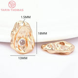 4PCS 13x18MM Brass Zircon Charms Pendants High Jewelry Making Findings