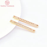 4PCS 4x32MM 24K Brass with Zircon Long Strip Charms Pendants