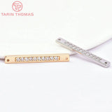 4PCS 4x32MM 24K Brass with Zircon Long Strip Charms Pendants
