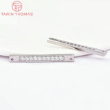 4PCS 4x32MM 24K Brass with Zircon Long Strip Charms Pendants