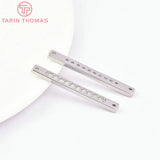 4PCS 4x32MM 24K Brass with Zircon Long Strip Charms Pendants