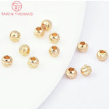 50PCS 3MM 4MM 24K Plated Brass Septum Beads DIY Jewelry Accessories