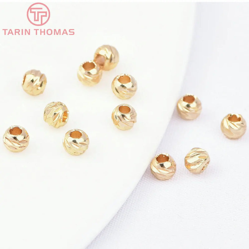 50PCS 3MM 4MM 24K Plated Brass Septum Beads DIY Jewelry Accessories