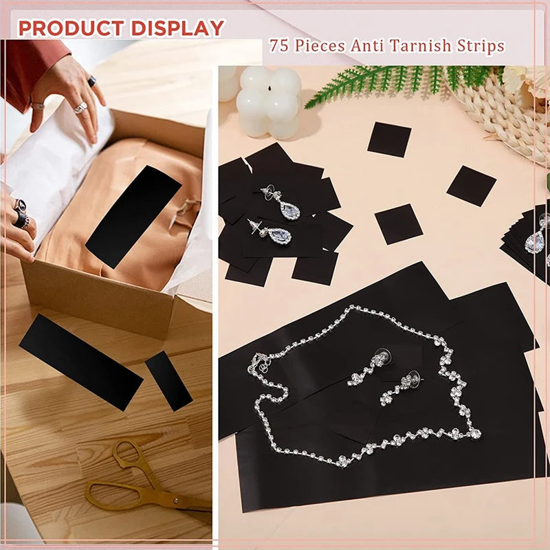 75Pcs Jewelry Anti-Discoloration Strips for Storage Protection
