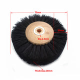 75mm Jewelry Polishing Brush Wheel 6 Row Long Hair Wood Hub