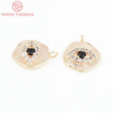 4PCS 10.5x13MM 24K Brass Zircon Eye Shape Pendants DIY Jewelry Findings