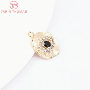 4PCS 10.5x13MM 24K Brass Zircon Eye Shape Pendants DIY Jewelry Findings