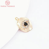 4PCS 10.5x13MM 24K Brass Zircon Eye Shape Pendants DIY Jewelry Findings