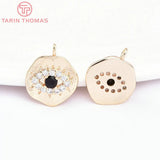 4PCS 10.5x13MM 24K Brass Zircon Eye Shape Pendants DIY Jewelry Findings