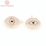 4PCS 10.5x13MM 24K Brass Zircon Eye Shape Pendants DIY Jewelry Findings