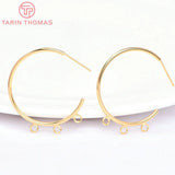6PCS 25MM 24K Brass Round Earrings Hoop DIY Jewelry Findings