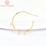 6PCS 25MM 24K Brass Round Earrings Hoop DIY Jewelry Findings