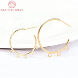 6PCS 25MM 24K Brass Round Earrings Hoop DIY Jewelry Findings