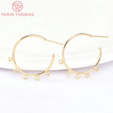 6PCS 25MM 24K Brass Round Earrings Hoop DIY Jewelry Findings