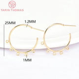 6PCS 25MM 24K Brass Round Earrings Hoop DIY Jewelry Findings
