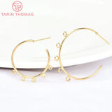 6PCS 25MM 24K Brass Round Earrings Hoop DIY Jewelry Findings
