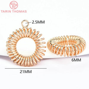 6PCS 21MM 24K Brass Spring Coil Pendants DIY Jewelry Findings