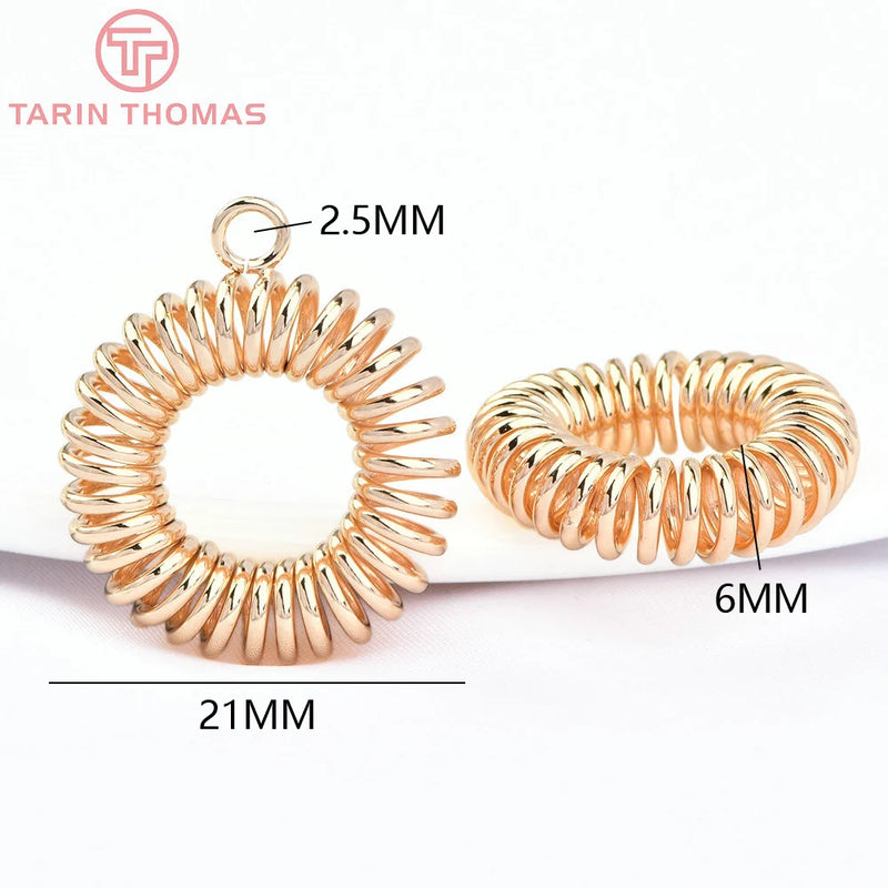 6PCS 21MM 24K Brass Spring Coil Pendants DIY Jewelry Findings
