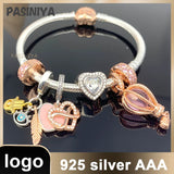 925 Sterling Silver Rose Charm Beads Set for Jewelry Making