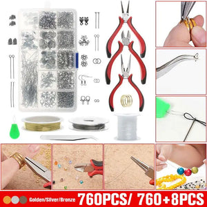 768PCS Jewelry Findings Tool Set Cutter Plier/Earring Hooks/Lobster Clasp