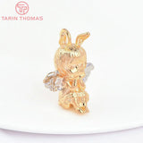 2PCS 18x23.5MM 24K Brass Rabbit Ear Angel Girl Charms Pendants
