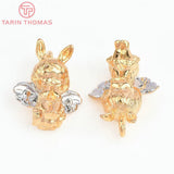 2PCS 18x23.5MM 24K Brass Rabbit Ear Angel Girl Charms Pendants