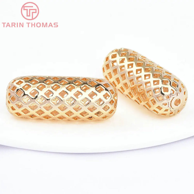 6PCS 30x12MM 24K Brass Cylindrical Bracelet Beads DIY Jewelry Accessories