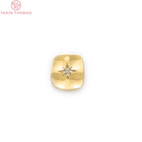 6PCS 24K Plated Brass Zircon Star Charms Pendants High Diy Jewelry