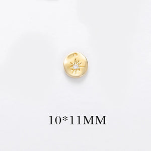 6PCS 24K Plated Brass Zircon Star Charms Pendants High Diy Jewelry