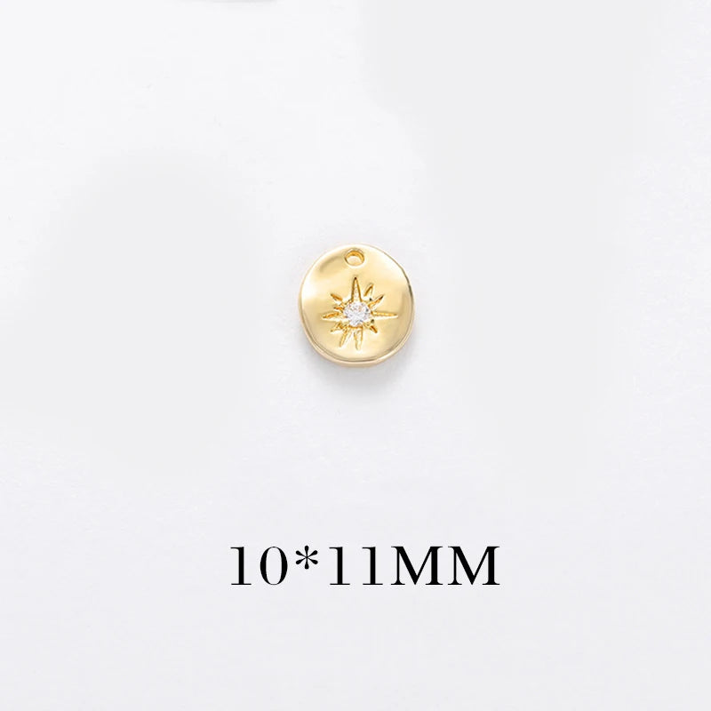 6PCS 24K Plated Brass Zircon Star Charms Pendants High Diy Jewelry