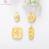 6PCS 24K Plated Brass Zircon Star Charms Pendants High Diy Jewelry