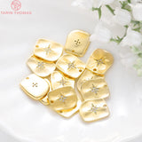 6PCS 24K Plated Brass Zircon Star Charms Pendants High Diy Jewelry