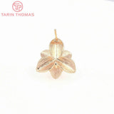 6PCS 14.5MM 24K Brass Flower Shape Stud Earrings