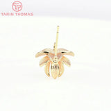 6PCS 14.5MM 24K Brass Flower Shape Stud Earrings
