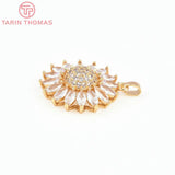 2PCS 24MM Brass Zircon Flower Pendants High DIY Jewelry Findings