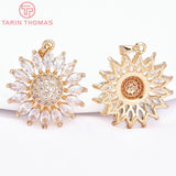 2PCS 24MM Brass Zircon Flower Pendants High DIY Jewelry Findings