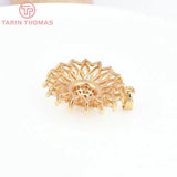 2PCS 24MM Brass Zircon Flower Pendants High DIY Jewelry Findings